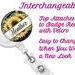Example of interchangeable  badge reel and topper
