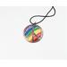 2 inch diameter copper enamel rainbow with peace symbol cutout on front