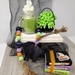 Witch themed Halloween tiered tray set green cauldron