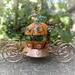 miniature pumpkin carriage made of copper enamel and copper wire