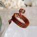 Copper wire wrapped three stone Labradorite Ring