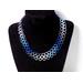 blue and white 16 inch long chainmaille choker necklace, European 4 in 1 pattern by RainbowMaille