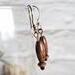 Carved Wood Copper Earrings