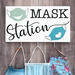 Face Mask Station, Wall Sign with Hooks