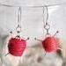 Red Knitting Needle Sterling Silver Earrings