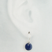 Tiny Deep Blue Enameled Copper Disc Dangle Earrings