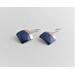 small square copper enamel dangle earrings cobalt blue