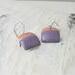 foxglove purple copper enamel square dangle earrings