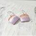 orchid purple amethyst raspberry lavender copper enamel square dangle earrings