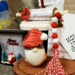 Merry Christmas Tray Set mini gnome with poinsettia,