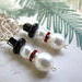 Pearl and crystal snowman earrings with red scarf