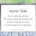 Poem for Water Slide - Dew drops play on a blade of grass in this peaceful, soothing, nature print with poem - Water Slide by The Poetry of Nature