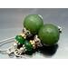 Dark Sage Green Candy Jade Earrings in sterling silver & gold vermeil, pendulum