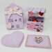 Lilac tiered tray set House, kissing booth, conversation heart, love letter