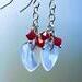 Heart earrings with red crystal accents