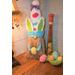 Full front view of Purple Easter Bunny Wine Bottle Gnome with Green Ears