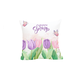 Spring pink and purple tulip and butterflies pillow cover on a pillow