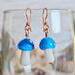 Light Blue Glass Mushroom Copper Earrings