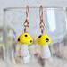 Yellow Glass Mushroom Copper Earrings