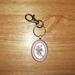 Cameo Pendant Keychain with Flowers, Blue or Pink