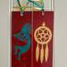 Kokopelli Native American Indians bookmark with dreamer weave and kokopelli dancing on front and  dteamer weaver on opposite side. Clef  double sized Measurents: 2.25" W x 6:" Lbookmark. Made of cardstock and laminated 
Measurents: 2.25" W x 6:" L