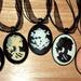Cameo Pendant Necklace, Lolita Skull, Black Organza Cord