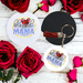 Key Chain and Car Coaster set Blessed Mama in Blue with a buffalo check heart