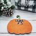 Personalized Wood Pumpkin Ornament, buffalo check bow option