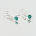 Tiny aqua green enameled fine silver drop earrings