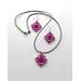 Matching chainmaille earrings and necklace in pink and silver, handmade by RainbowMaille in the USA
