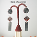 Backside of Dazzling Sunset Orange Enameled Copper Earrings with Upcycled Silver Bar Dangle and Carnelian Gemstone