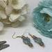 Handmade Aqua Oval and Light Turquoise Wire Wrap Earrings
