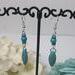 Handmade Turquoise Stone Oval Points and Crystal Dangle Earrings