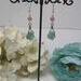 Handmade Green Leaf and Pink Cats Eye Wire Wrap Dangle Earrings