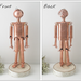 handmade from scratch marionette aka string puppet made of copper. photo showing front and back of marionette