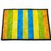 100% cotton batik and microfiber dish drying mat.  12 x 18 inches.  Use for washing those delicate dishes that you don't want to put in the dishwasher.
Machine washable, machine dry.
Blue, green yellow and orange colored stripes. Done in the flip and sew method, so the quilting is done during the sewing of the stripes. List is for drying mat only.  Dishes are not included, they are for display purposes only.