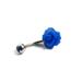 Dainty denim blue flower belly button ring.