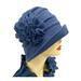 1920s style fleece cloche hat in navy