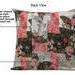 Pink Gray Black Floral Butterflies Pillow Cover back view envelope opening