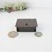 photo of copper trinket box next to quarter and dime for size relation