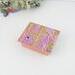 Handmade tiny trinket box made of copper with purple and green vine-rose pattern on lid and amethyst gemstone cabochon