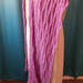 Dropped Stitch Scarf wool blend, mulberry color, knitted women's scarf approximately 90"x18" side view