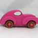 Wood Toy Car Handmade And Finished With Hot Pink Acrylic Paint and Amber Shellac From My Fat Fendered Ford Collection