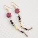 Long boho faceted crystal and glass pearl dangle earrings.