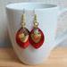 Christmas Scalemaille Earrings, Gold and Red
