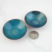 Tiny Trinket Dish Copper Enamel Water Blue