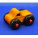 Handmade wooden toy pickup truck with extra large wheels, finished with amber shellac, black, and red paint from my Play Pal Collection.