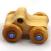 Handmade wooden toy pickup truck with a durable satin polyurethane finish and metallic sapphire blue trim from My Play Pal collection.