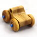 Handmade wooden toy pickup truck with a durable satin polyurethane finish and metallic sapphire blue trim from My Play Pal collection.