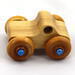 Handmade wooden toy pickup truck with a durable satin polyurethane finish and metallic sapphire blue trim from My Play Pal collection.